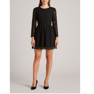 Elly Bazzar Black Lace Long Sleeve Fit & Flare Dress Size XL